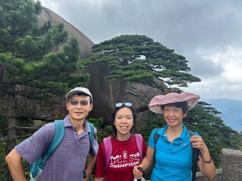 Dr. Lillian Zhu with her parents climbing Mt. Huangshan in China.